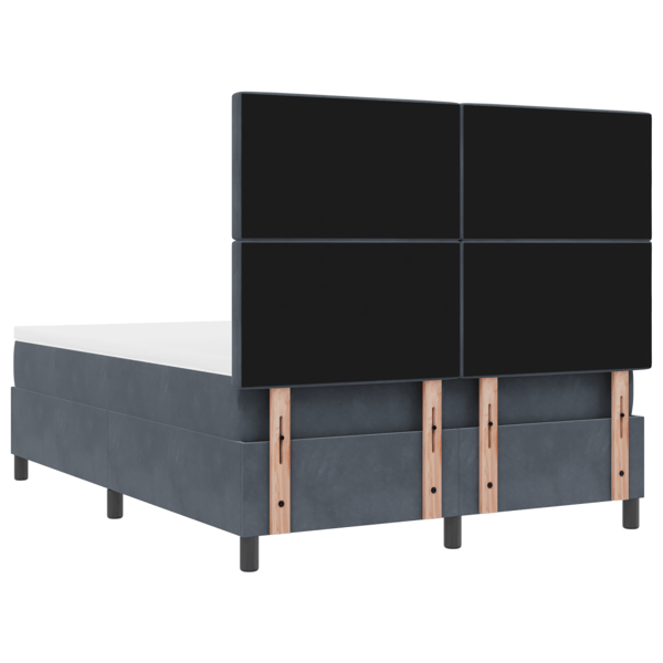 LED Box Säng med madrass Mörkgrå 140 x 200 cm Sammet