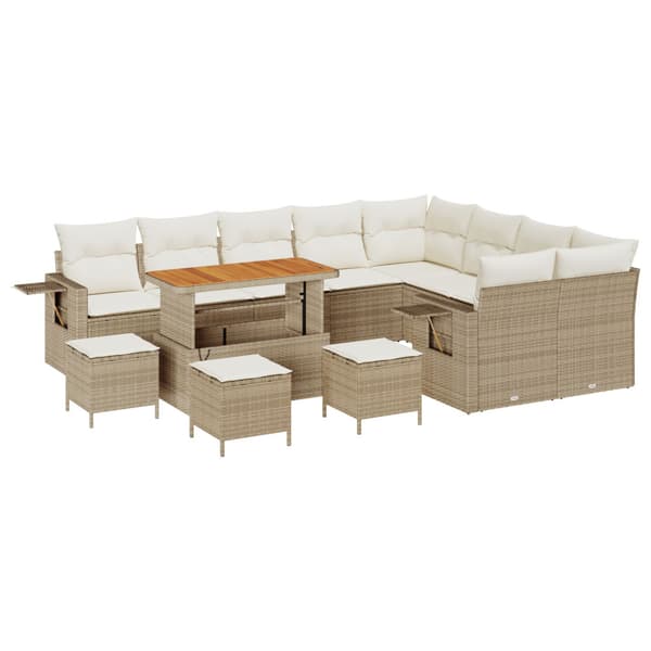 Trädgårdsoffset 13 pcs Beige och gräddfärgad konstrotting