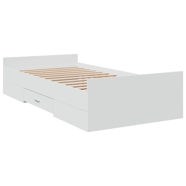 Sängram med förvaring med låda Vit 80 x 200 cm Konstruerat trä