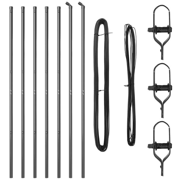 Stängselstolpe 7 pcs Grå Stål