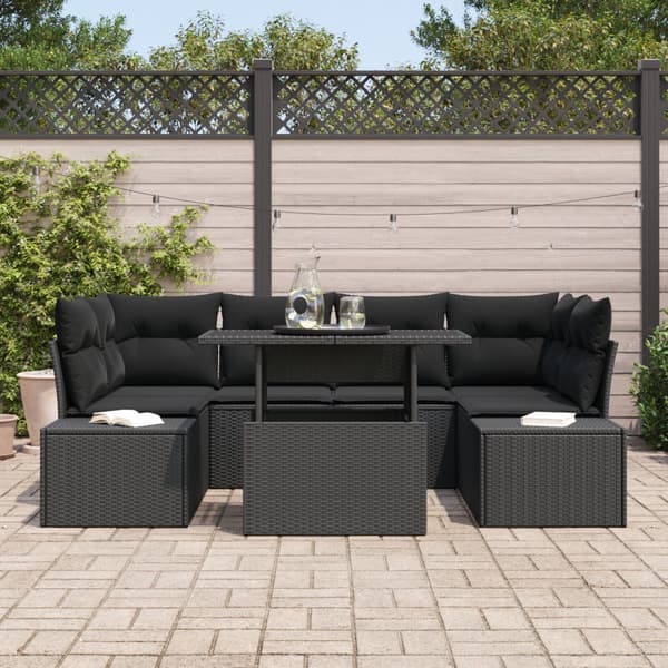 Soffset med kudde 7 pcs Svart konstrotting
