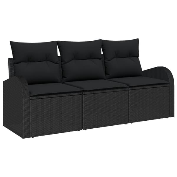 Trädgårdsoffset med lagring 3 pcs Svart Poly rattan