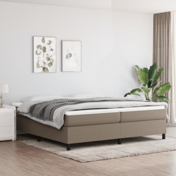 Ramsäng med madrass taupe 200x200 cm tyg