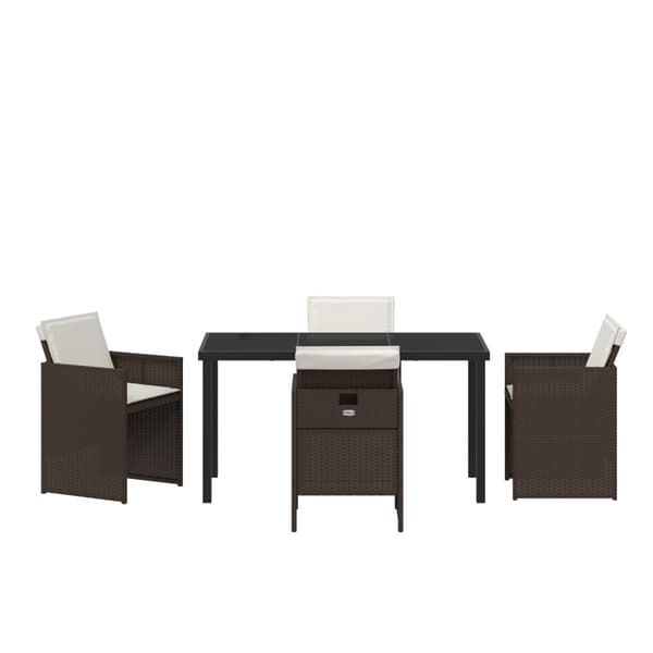 Trädgårdsmöbelset 5 pcs Brun konstrotting