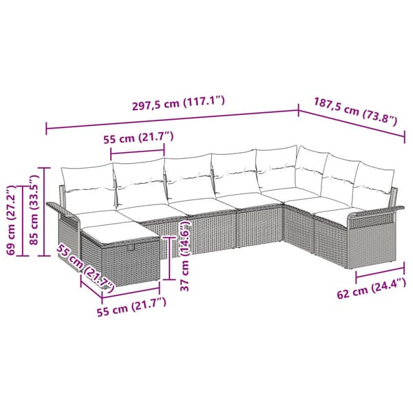 Trädgårdsoffset 8 st Beige och Ljusgrå konstrotting