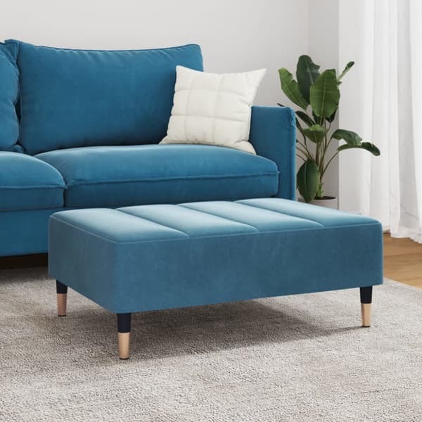 Fotpall Blå 77x55x31 cm sammet