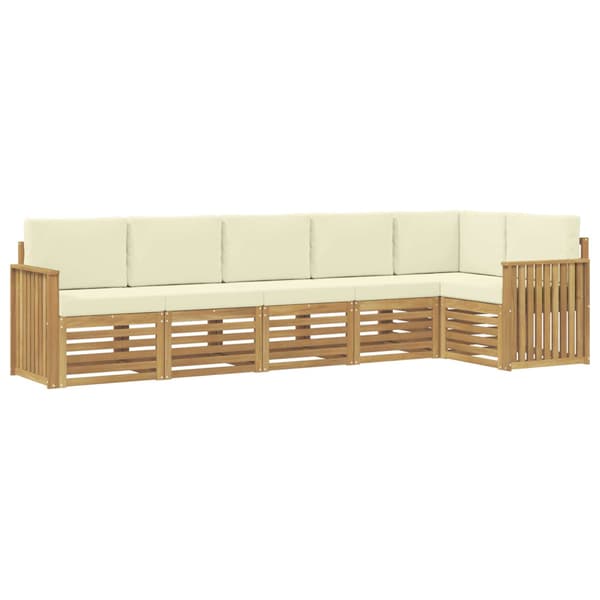 Utomhussoffset 6 pcs Vit och grädde 306 x 128,5 x 73 cm