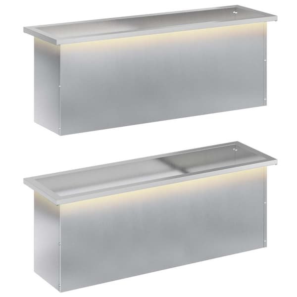 Odlingslåda med LED 2 st Silver 30 x 100 x 30 cm