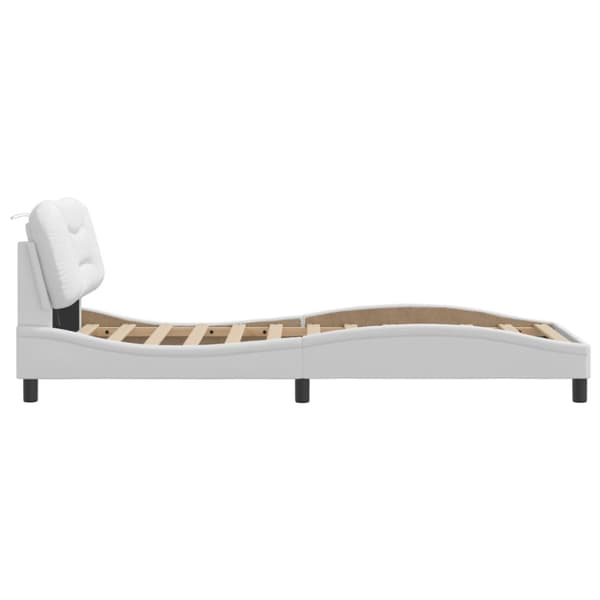 Bed Frame with LED without Mattress "Hvar" White 80x200 cm