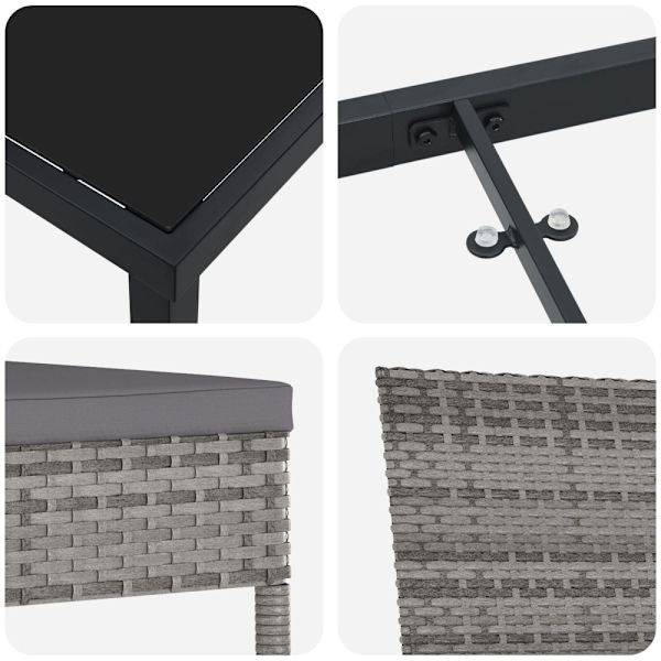 Trädgårdsmöbelset 9 pcs Grå Pulverlackerat stål