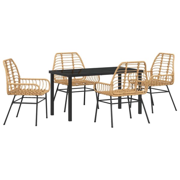 Trädgårdsmöbelset 5 pcs Brun konstrotting