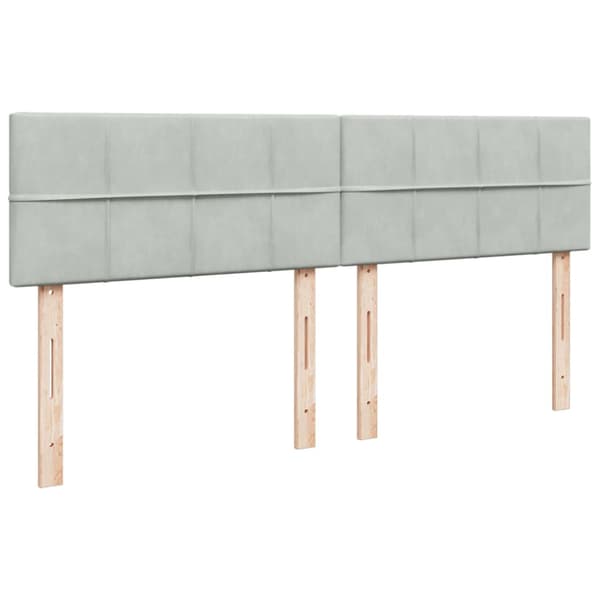 Ramsäng med madrass ljusgrå 180x200 cm sammet