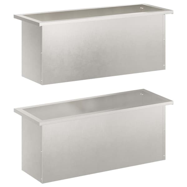 Odlingslåda med LED 2 st Silver 30 x 80 x 30 cm Rostfritt stål