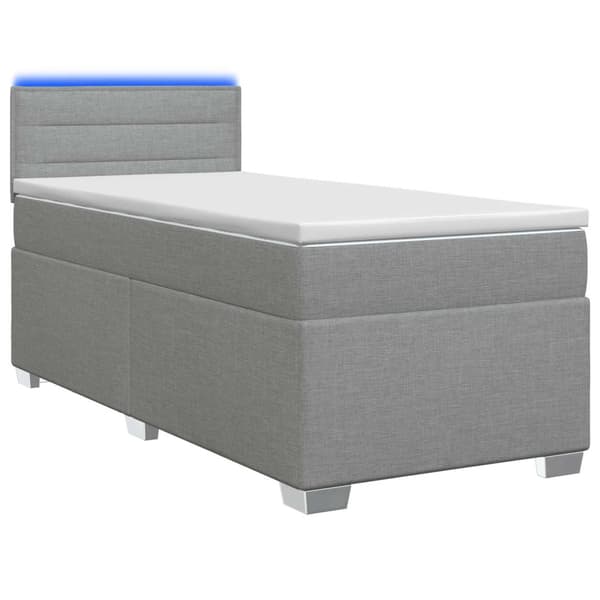 Boxspring säng med madrass och LED Ljusgrå 100 x 200 cm Tyg
