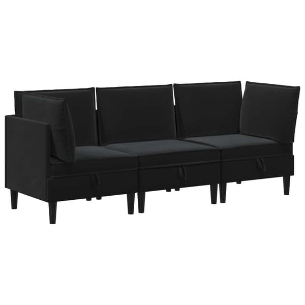 Möbelset för vardagsrummet med kudde 3 pcs Svart Sammet