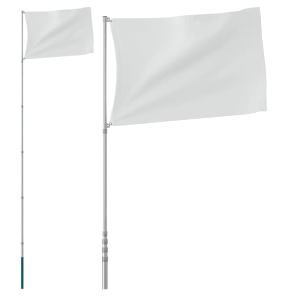 Teleskopisk flaggstång silver 5,5 m aluminium