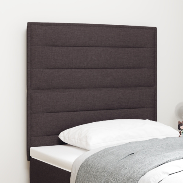 LED Sänggavel Linje-design Mörkbrun 80 cm Tyg