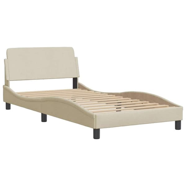 Bed Frame without Mattress "Hanko" Cream 100x200 cm Fabric