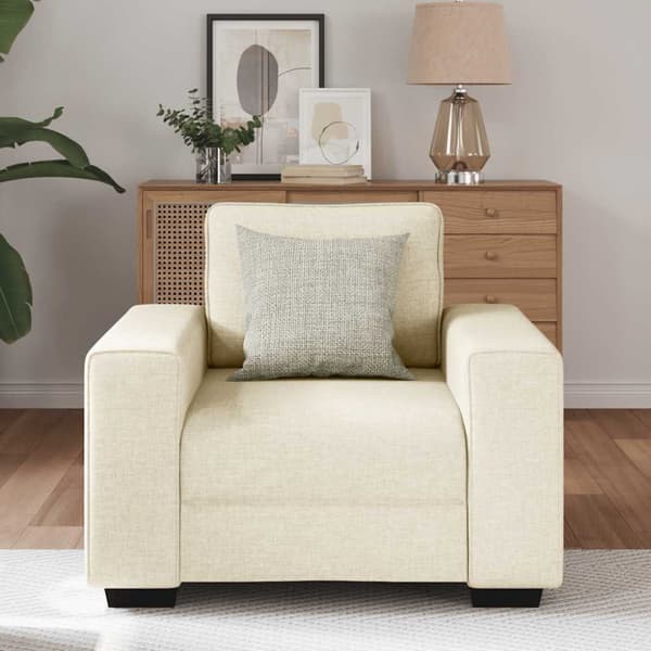 Soffstol Beige 100 cm Linnenblandad tyg