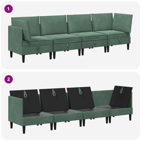 Möbelset för vardagsrummet med kudde 4 pcs Havgrön Sammet