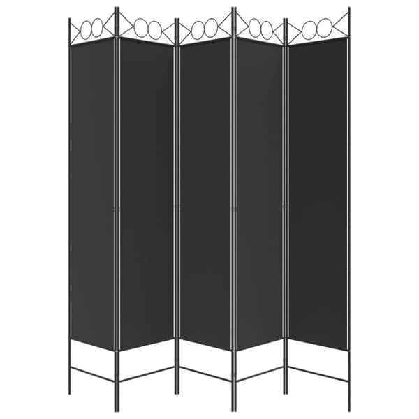 Rumsavdelare 5 paneler svart 200x200 cm tyg