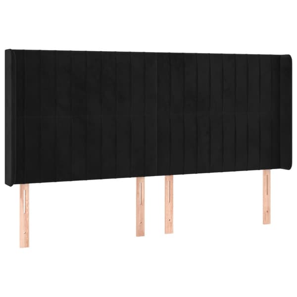 Sänggavel LED svart 183x16x118/128 cm sammet