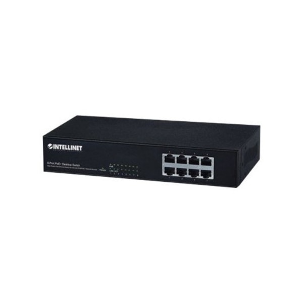 Intellinet 8-Port Fast Ethernet PoE+ Switch, 8 x PoE ports, IEEE 802.3at/af Power-over-Ethernet (PoE+/PoE), Endspan, Desktop, Box - switch - 8 portar Svart