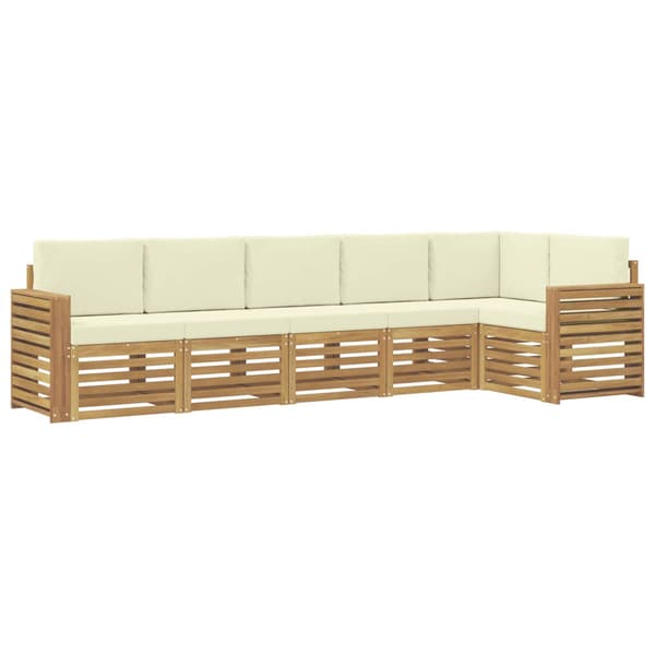 Utomhussoffset 6 pcs Vit och grädde 310 x 132,5 x 73 cm