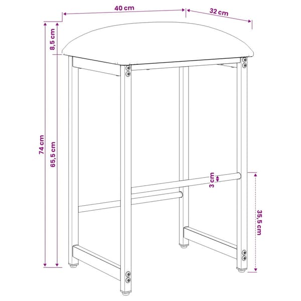 Barpall 2 st Blå 40 x 32 x 74 cm Konstruerat trä