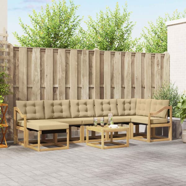 Utomhussoffset med kudde 8 pcs Vit och Beige