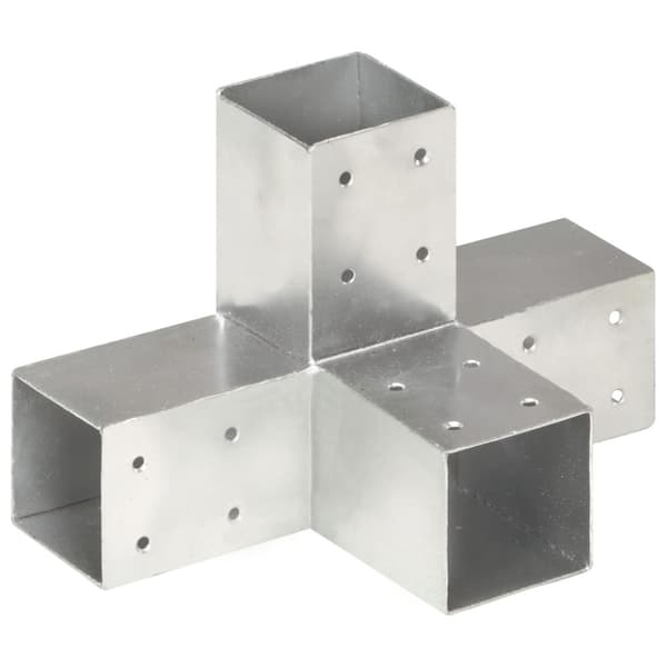Stolpbeslag 4 st X-form galvaniserad metall 71x71 mm