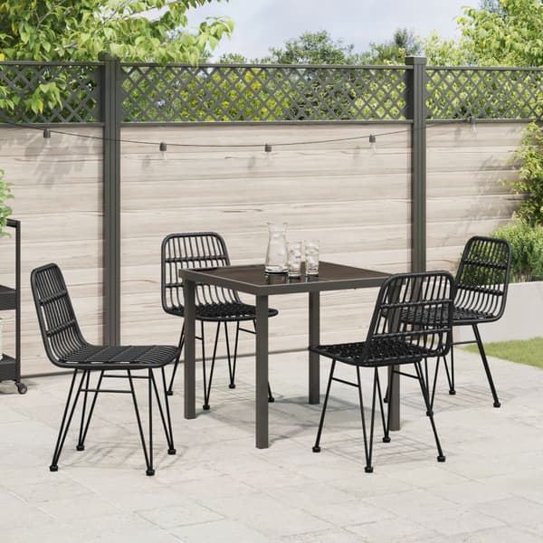 Trädgårdsmöbelset 5 pcs Svart Pulverlackerat stål