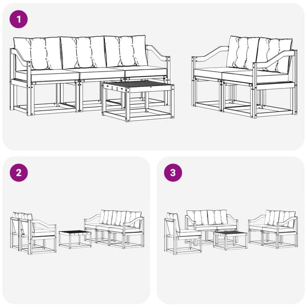 Utomhussoffset med kudde 6 pcs Vit och Beige