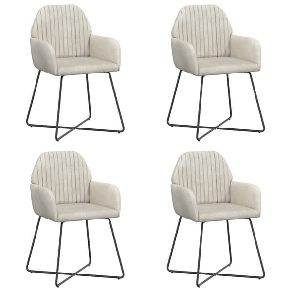 Matstolar 4 pcs Sammet Gräddvit 55 x 50 x 84 cm