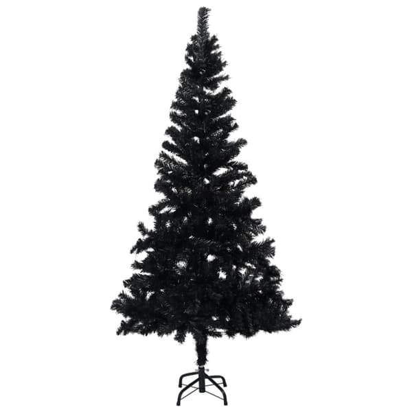 Belyst plastgran med kulor svart 120 cm PVC