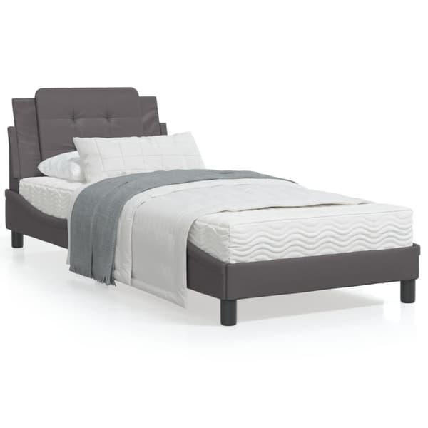 Bed Frame with LED without Mattress "Zadar" Grey 80x200 cm