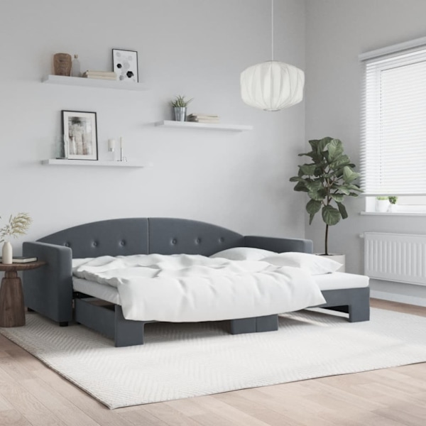 Dagbädd utdragbar mörkgrå 90x200 cm sammet