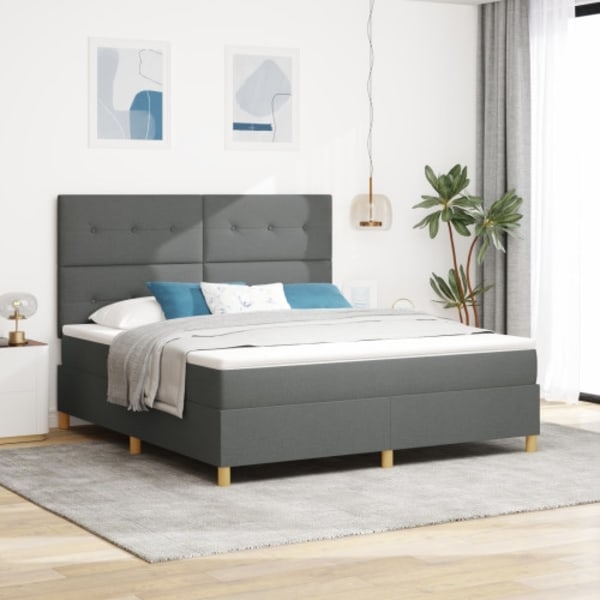Box Spring säng med madrass Mörkgrå Super King Tyg