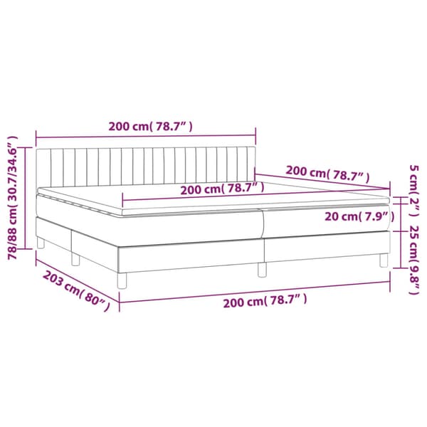 Ramsäng med madrass ljusgrå 200x200 cm sammet