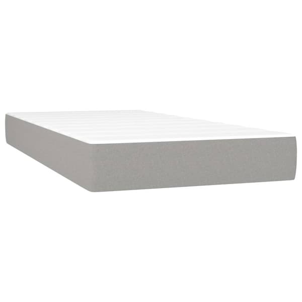 Ramsäng med madrass & LED ljusgrå 100x200 cm tyg