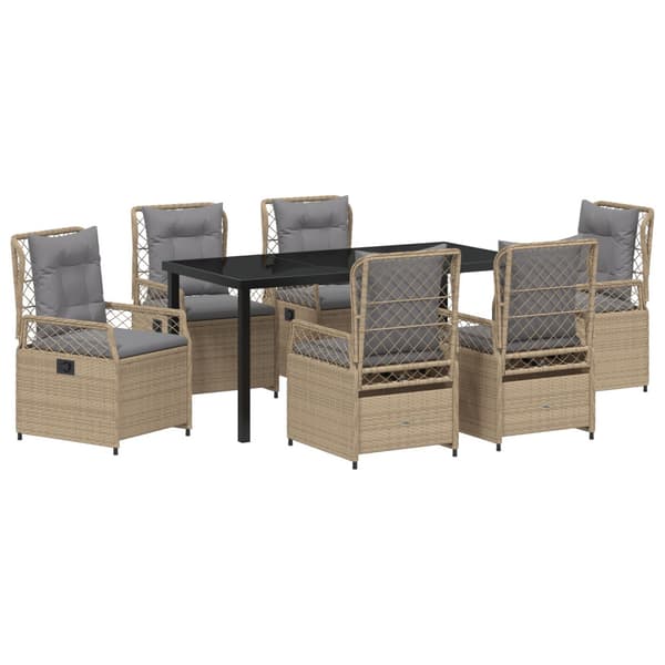 Trädgårdsmöbelset 7 pcs Beige och Ljusgrå konstrotting