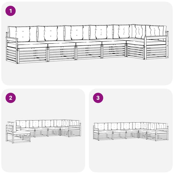 Utomhussoffset med kudde 6 pcs Vit och grädde Polyester