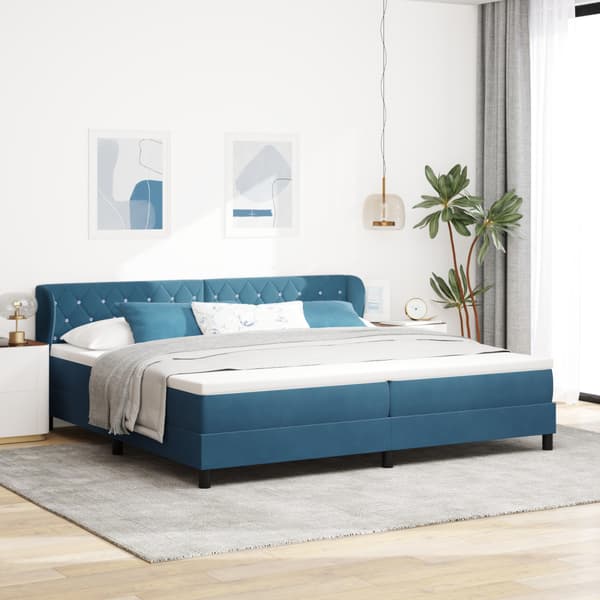 Bäddfjäder med madrass Mörkblå 200 x 200 cm Sammet