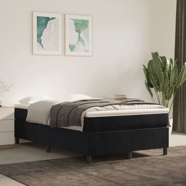 Boxspring-sängram svart 120x200 cm sammet