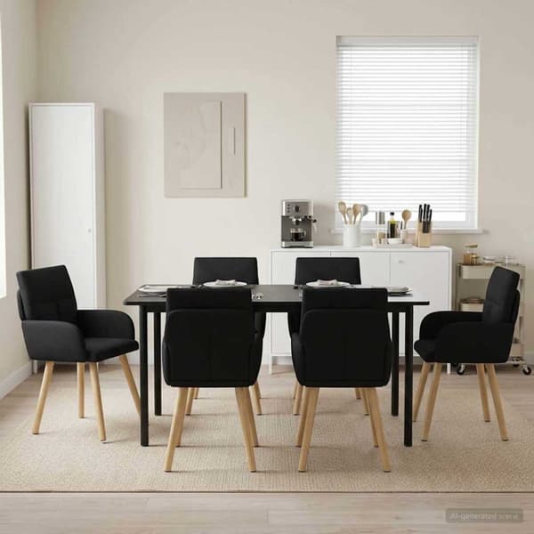 Matstolar 6 pcs Tyg Svart 60 x 56 x 96 cm