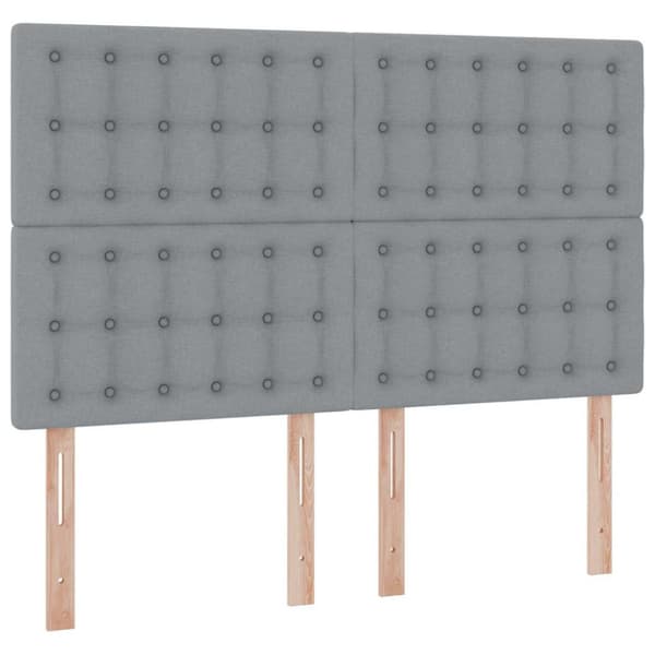 Förvaringssäng med LED med led Ljusgrå 140 x 190 cm Polyester