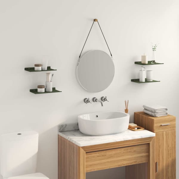 Flytande hylla 4 pcs Olivgrön 30 x 18 x 2,5 cm Stål