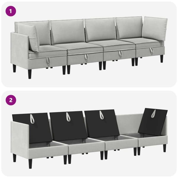 Möbelset för vardagsrummet 4 pcs Ljusgrå Tyg