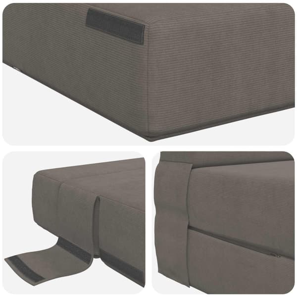 Fällsoffa säng Ljusgrå 190 x 70 x 15 cm Kordread tyg