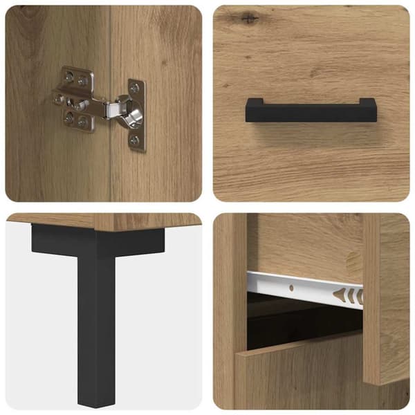 Sideboard med låda Artisan Ek 69,5 x 34 x 90 cm Konstruerat trä